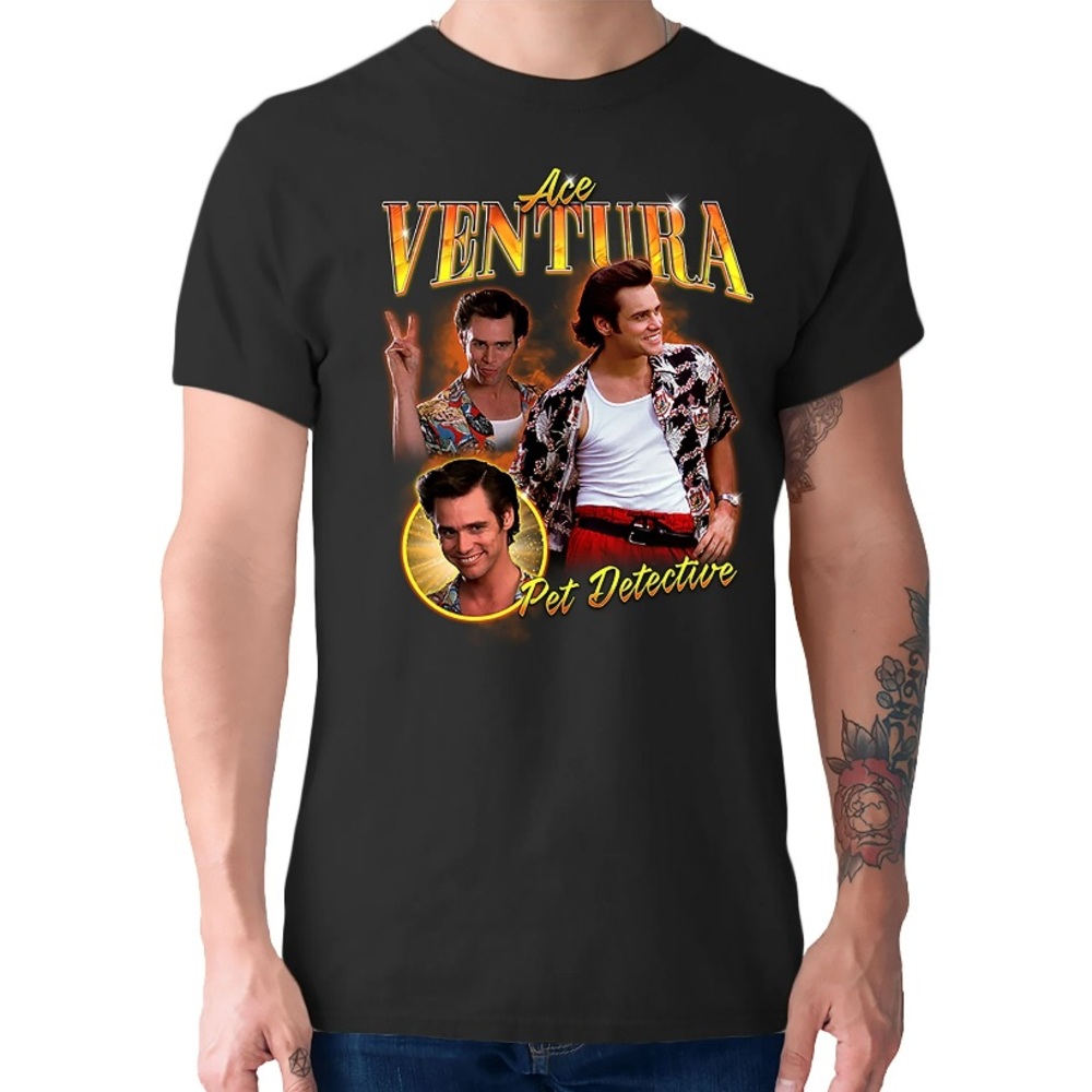 Isaac Morris LTD Ace Ventura: Pet Detective Black Graphic Short Sleeve T-Shirt